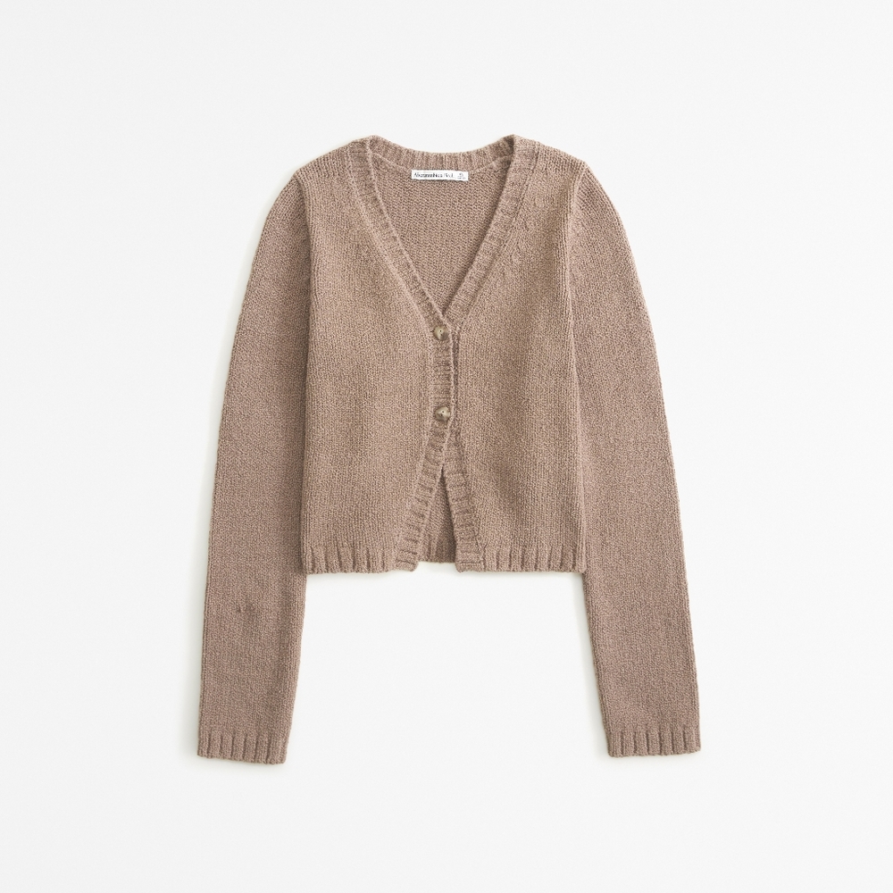 Abercrombie And Fitch Two Button V Neck Soft Cardigan Sweater Small Tan Beige
